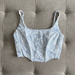 Blue and White Patterned Crop Top